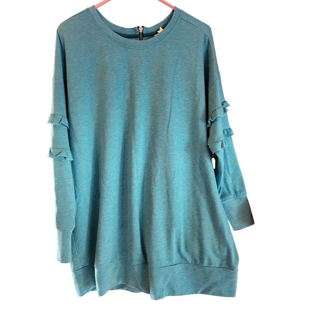 Matilda Jane Cottage Core Long Sleeve Top S Womens Blue Shimmer Zipper‎ Back